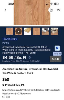 American Era Natural Brown Oak Hardwood 3 1/4 Wide & 3/4 Inch Thick