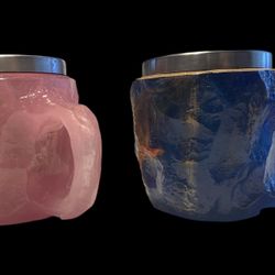 Handmade Crystal Mineral Coffee Cups (1) Pink (1) Blue Stainless Steel Interior