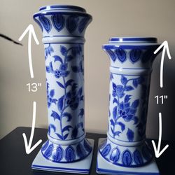 Ceramic Floral Candlesticks