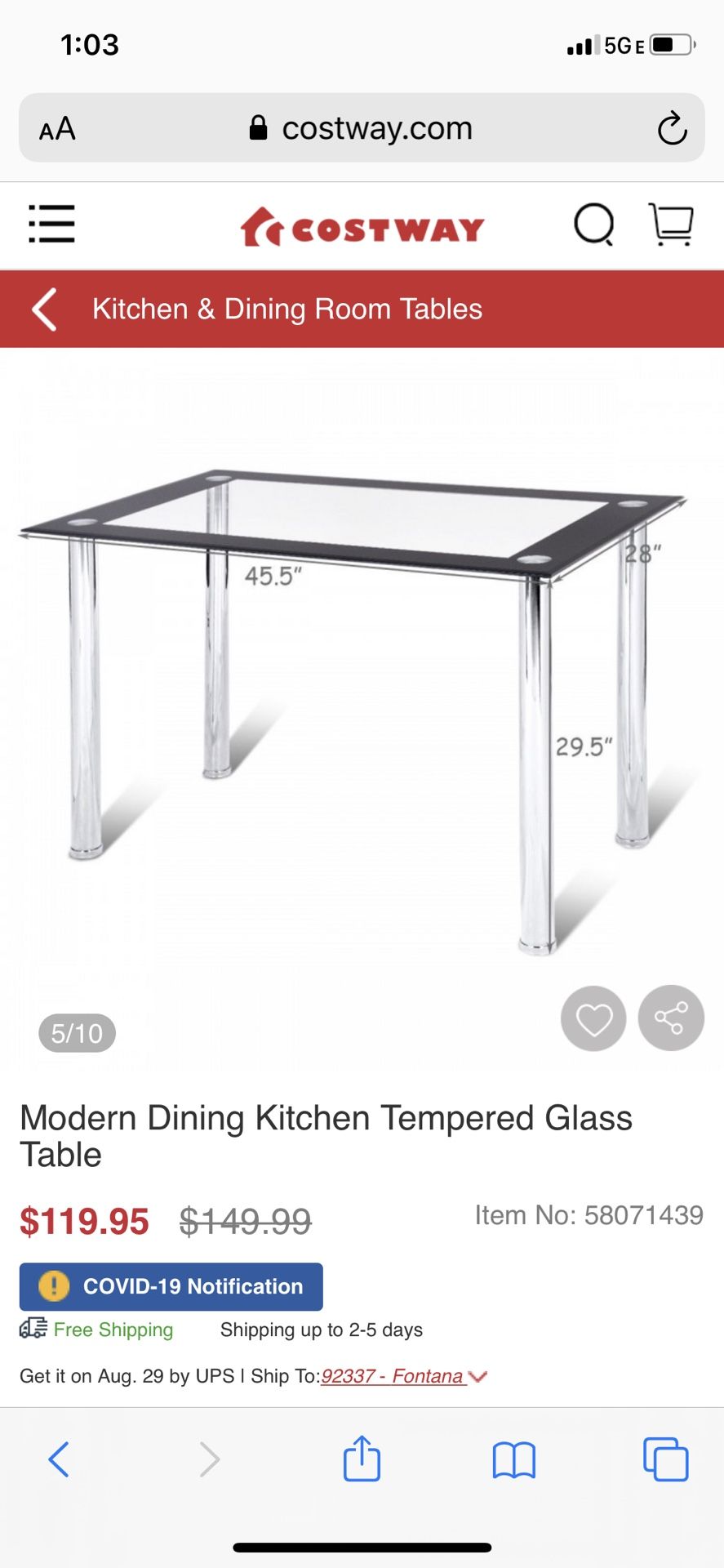 Modern Dining Kitchen Tempered Glass Table with 4 dining chairs