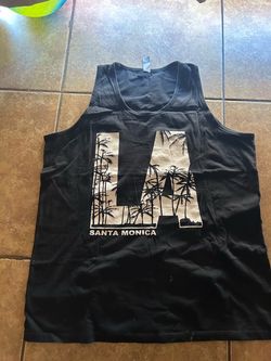 LA Santa Monica Black Graphic Tank Top