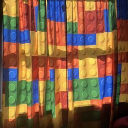 Color Block ( Legos)  Curtain 2 Panels Short 