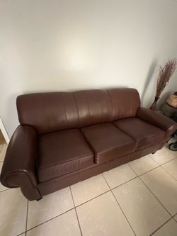 Brown Leather Long sofa and Love seat