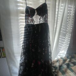 Floral black Prom Dress