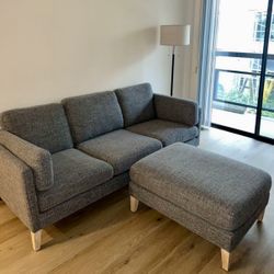(Sold) Mid Century Modern World Market Sofa & Ottoman