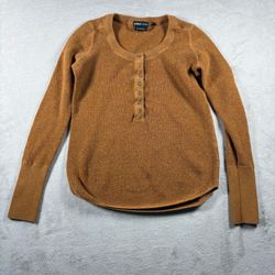 PrAna Milani Henley Waffle Knit Long Sleeve Top Women’s XS Brown Wool Blend#2A
