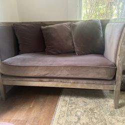 Gorgeous Mauve Loveseat With Wood Frame 