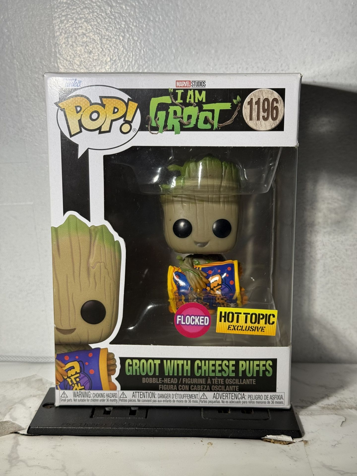 Funko Pop Marvel Groot with Cheese Puffs Flocked Hot Topic #1196