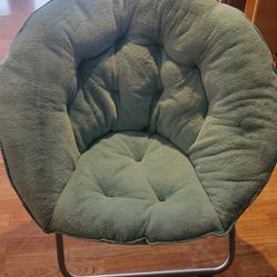 Faux Fur Saucer Chair, Light Blue - Like New