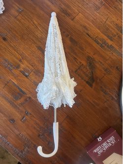 Small white  parasol - Flower Girl Accessory