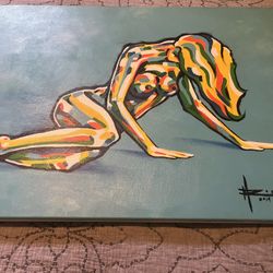 Hand-Painted Fine Art Lady Well-Known Local Artist