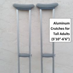 Aluminum Push Button Crutches for Tall Adults (5’10”- 6’6”) up to 300 lbs. with Push-Button Height Adjustment & Wing-Nut Hand Grip Adjustment