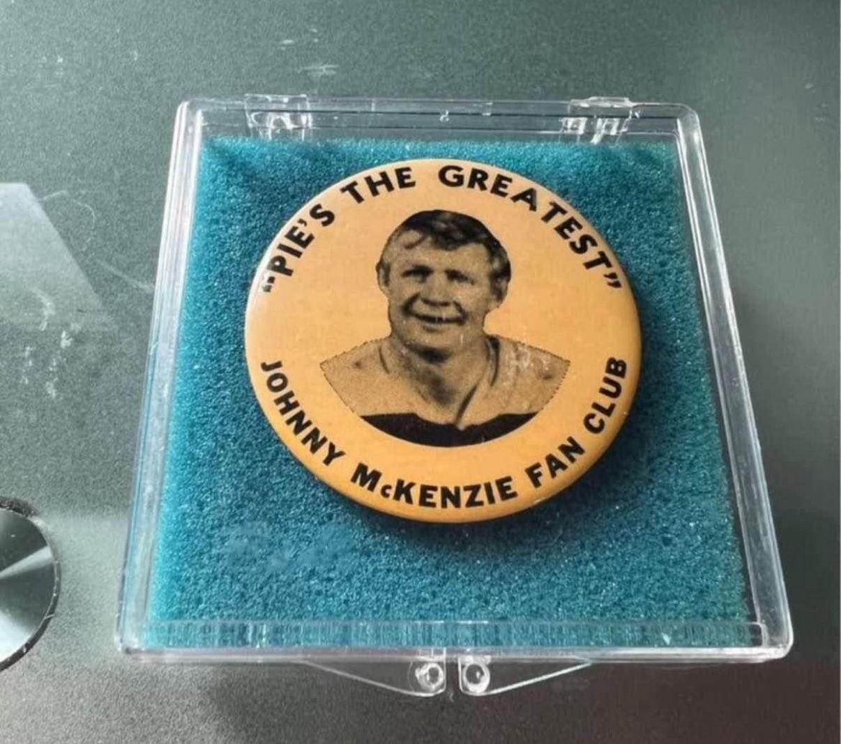 “Pie’s The Greatest” Johnny McKenzie Fan Club Pin 