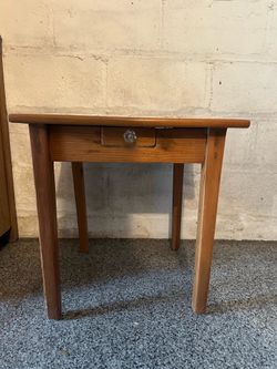 Vintage Wood Side Table with Drawer