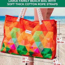 Large Family Size Beach Bag Pool Bag Colorful  Like New