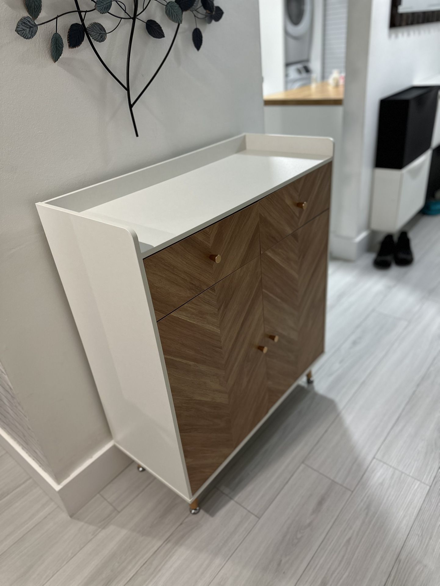 Shoe Storage Cabinet with 2 Drawer, 31.5" Shoes Cabinet for Entryway with 4 Adjustable Shelves, Freestanding Shoe Organizer Cabinet for Entryway, Hall