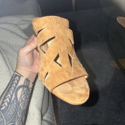 Women’s 5.5 Cognac Brown Heeled Sandals 