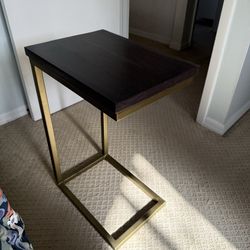 Gold C-Table Dark Wood Top