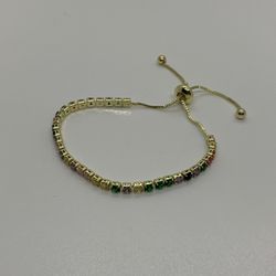 14k Gold Plated Rainbow Tennis Bracelet 3mm Men’s Women’s Premium