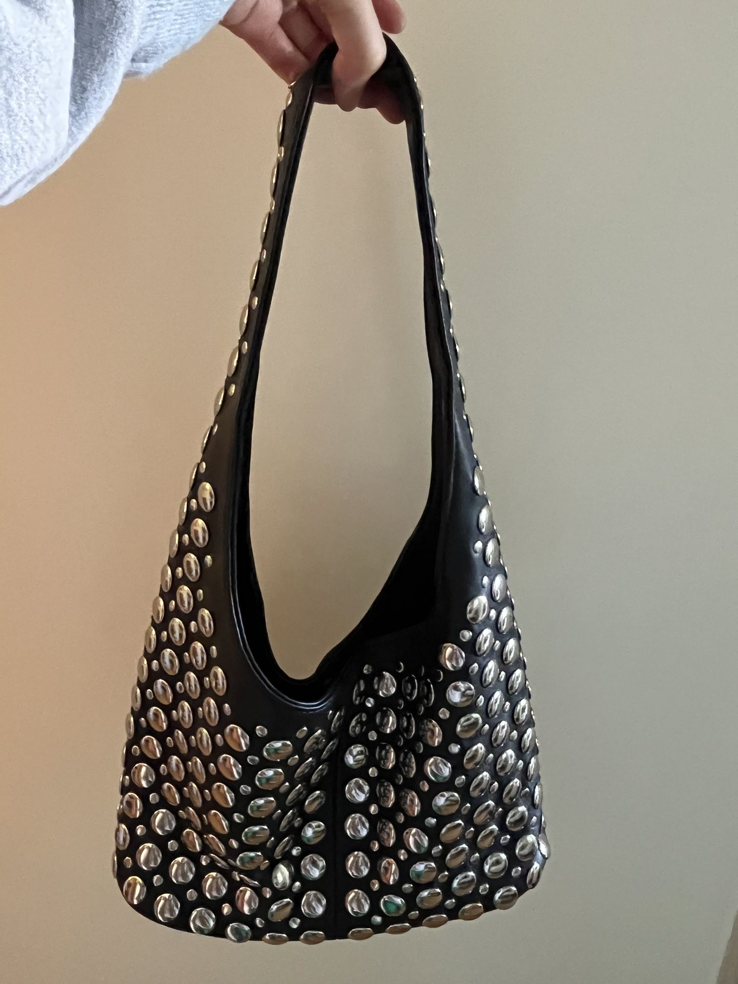 Handmade Vegan Leather Studded Purse Black