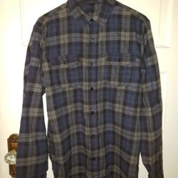 Medium blue and grey flannel shirt