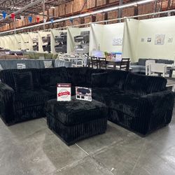 Black Sectional Sofa With Ottoman ✅no Tax $529