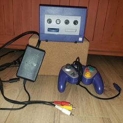 Indigo Gamecube Console with hookups and controller
