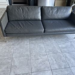 Gray Leather Sofa 