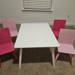 Delta Kids Wooden White Table w/pink tables