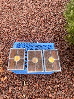 Stained glass panes decorations for home or garden set of 3 for $8