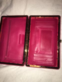 Red leather clutch