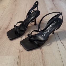 Calvin Klein Square Toe Strappy Heels Black