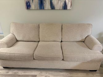 Beige Fabric Sleeper Sofa with Mattress