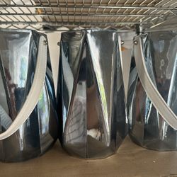 3 Blue Candle Holders 