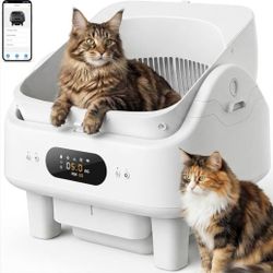 Automatic  Self Cleaning Cat Litter Box, Smart Toilet App Control, 360 Dual Safety with 10 Sensors,