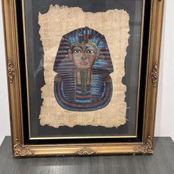 ✨ wFramed Egyptian King Tut Papyrus Art – Vintage Style ✨