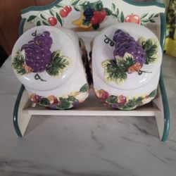 New Fruit Design Wood Rack with 2 Jars