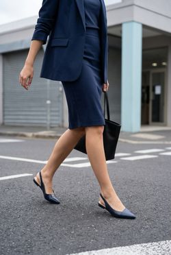 Navy blue slingback pointy flat shoes size 10