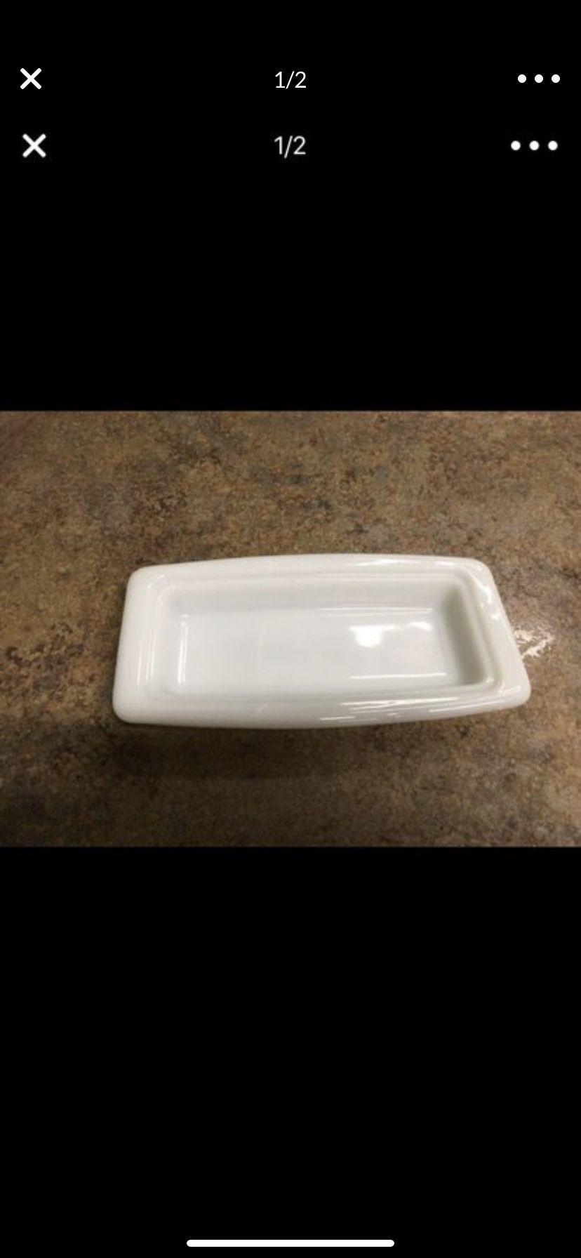 Vintage white Pyrex butter dish