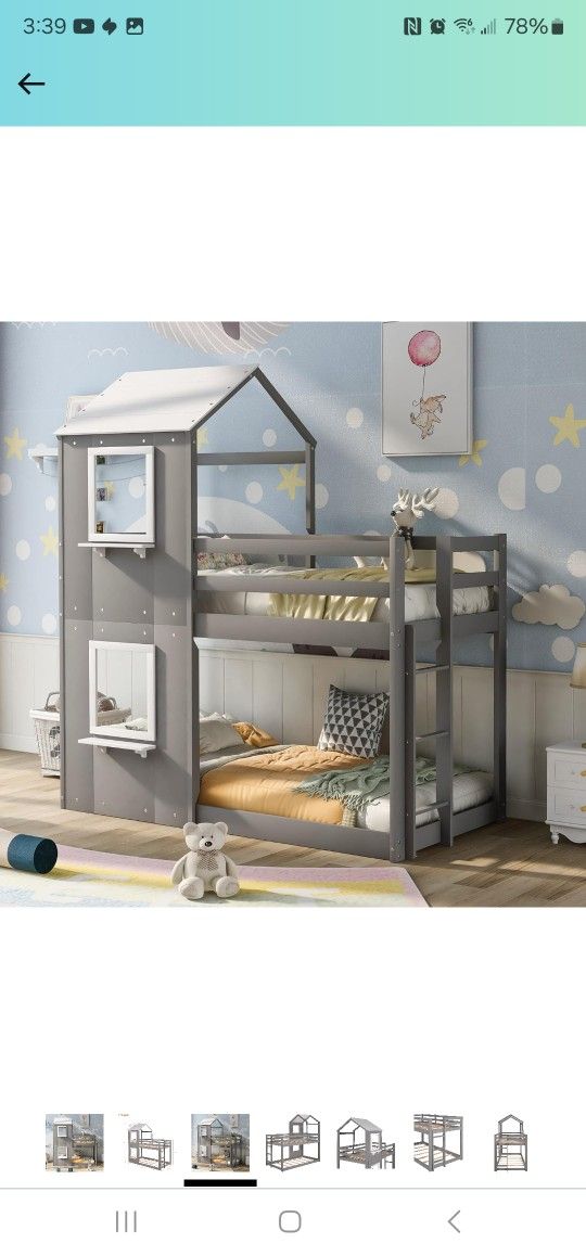 Half House Twin Bunk Bed