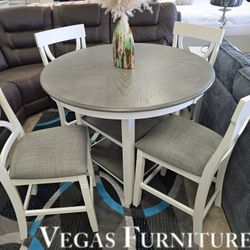 COUNTER-HT TBL SET 5PC ✅ Delivery available ✅ Financing Options Available!✔️✨️No Credit Needed✔️✨️$0 Or $50 Down Payment✨️