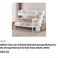 Twin Over Full Bunk Bed With Mattresses 