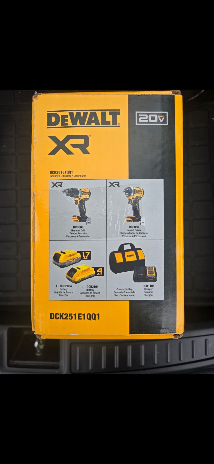 DeWalt Combo DEWALT 20V XR Lithium-lon Cordless 2-Tool Combo Kit with 4.0 Ah and 1.7 Ah Batteries and Chargers