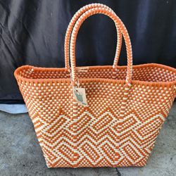 Mexican Plastic Tote Bag: Handmade, Excellent Quality . Bolsa Tejida a Mano de Plastico , Hecho en Mexico