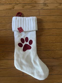 Christmas Stocking White Paw Print
