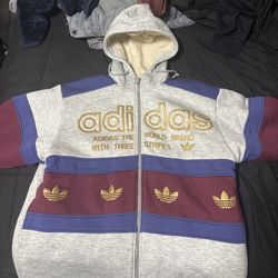 Vintage Adidas Originals Japan Thick Trefoil Colorblock Zip Hoodie ASC-4103 Made in Japan.