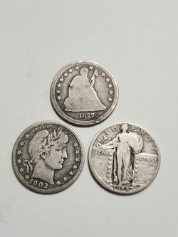 1877-S , 1902-O , 1928 Antique Silver Quarters / Antique Coins