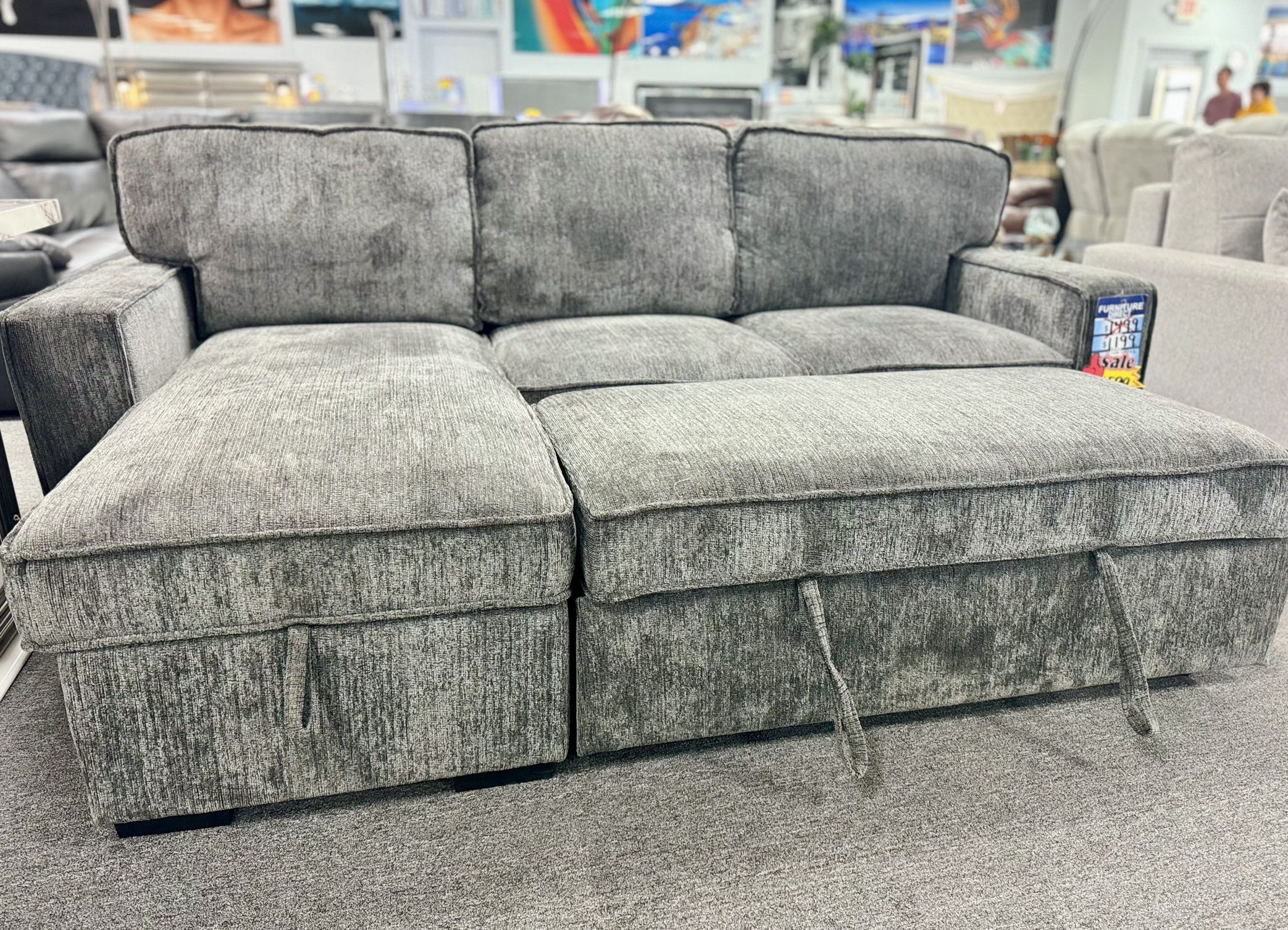 One Time Offer🚨Gorgeous Grey Pull Out Sleeper Furniture Sectional Available Limited Sale $599🚨