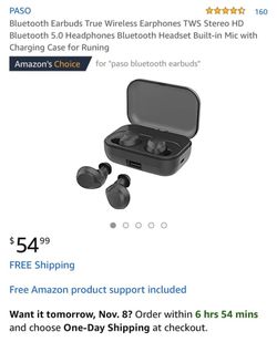 Bluetooth Earbuds True Wireless Earphones TWS Stereo HD Bluetooth 5.0 Headphones Bluetooth Headset Built-in Mic with Charging Case for Runing