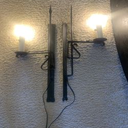 Antique Iron Wrought Wall Sconces (2)